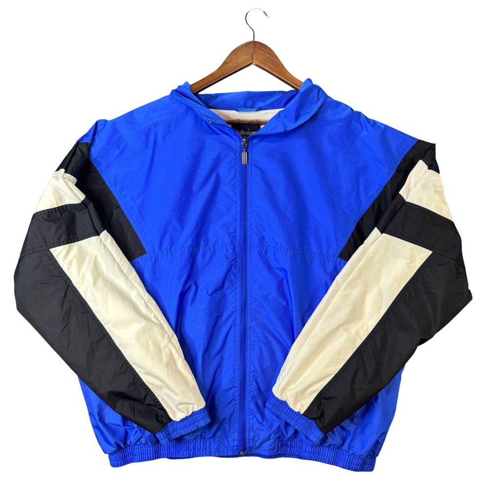 Vintage Holloway Sharks Windbreaker Jacket Blue Colorblock Mens XXL Zip Up Y2K